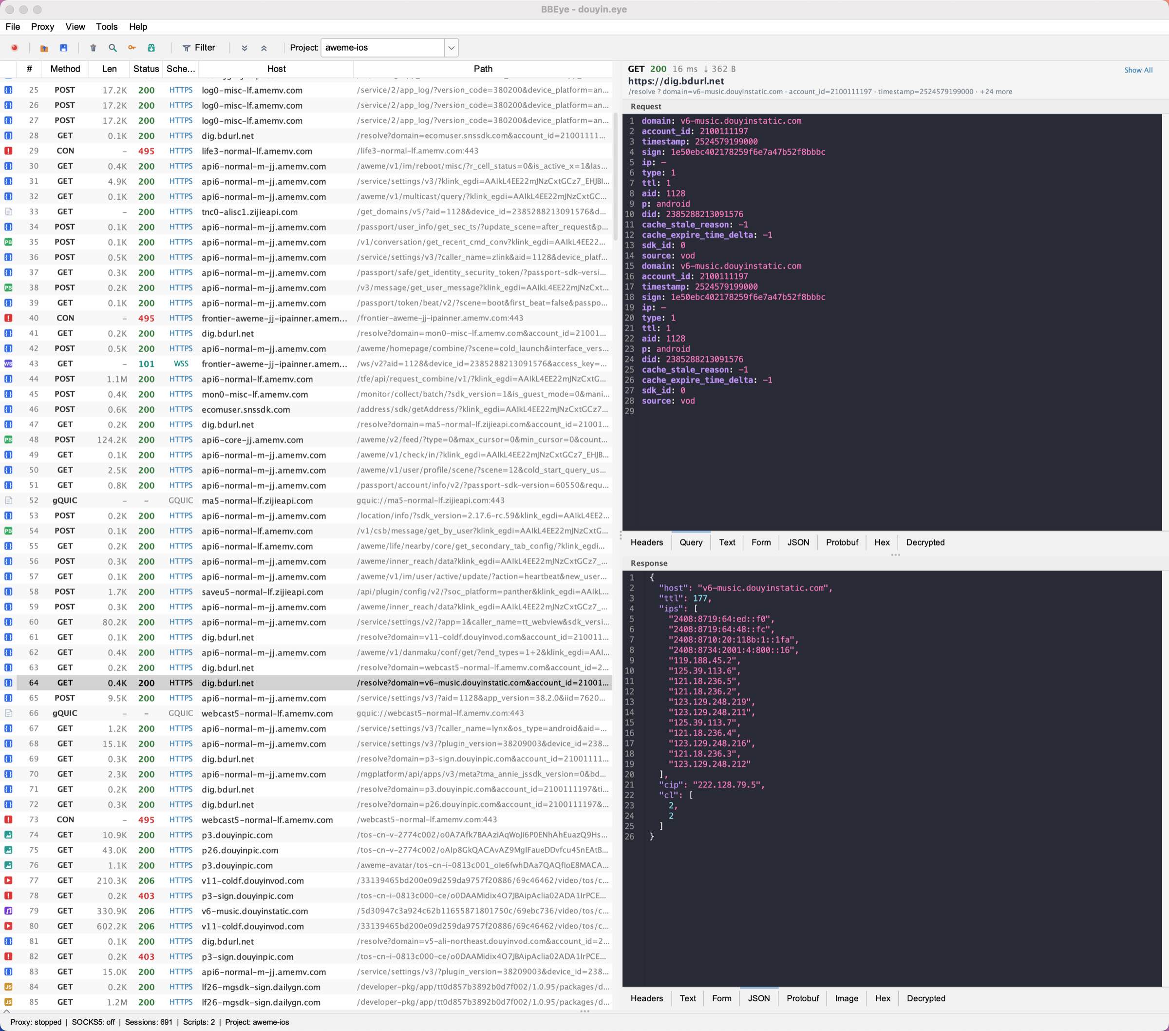 BBEye traffic capture interface